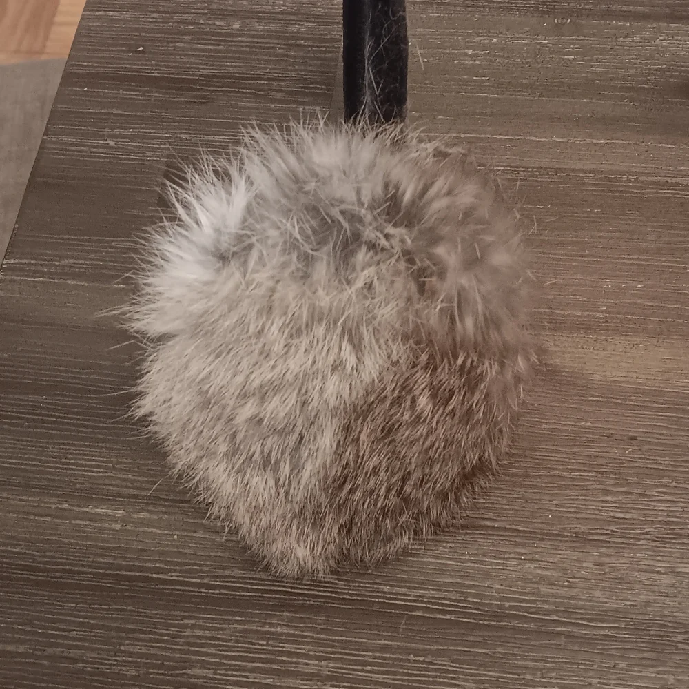 Elegant Rabbit Fur Earmuffs - Black and Gray - Picture 6 of 15